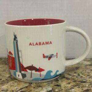 Starbucks Alabama Ceramic Mug - White Exterior with Red Interior